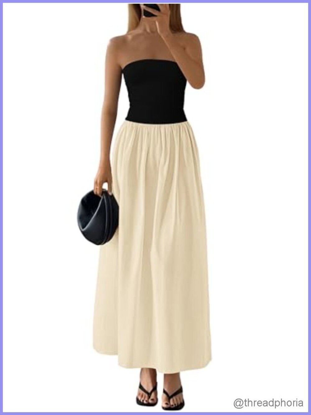 Women's Strapless A-Line Maxi Dress Tube Top Backless Side Pockets Summer